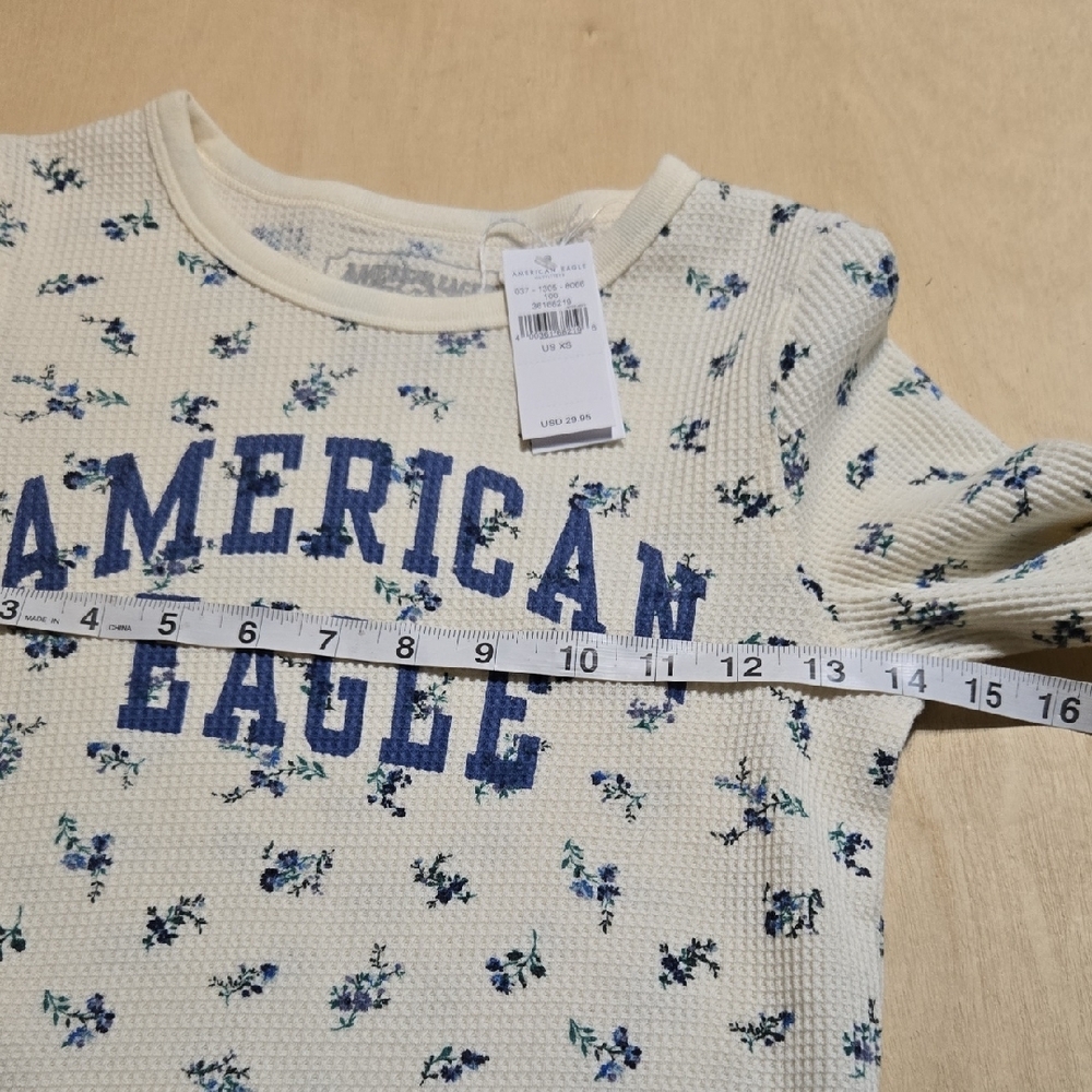 T21 NWT American Eagle Outfitters Floral Long Sleeve Waffle Thermal Top Sz XS - Picture 7 of 10